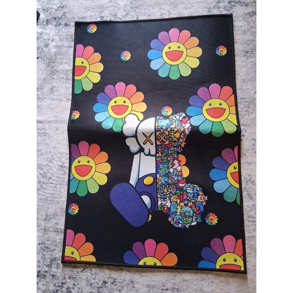 Takashi Mirakami X Kaws Print Area Rug Mat Super Soft Non Slip Custom
